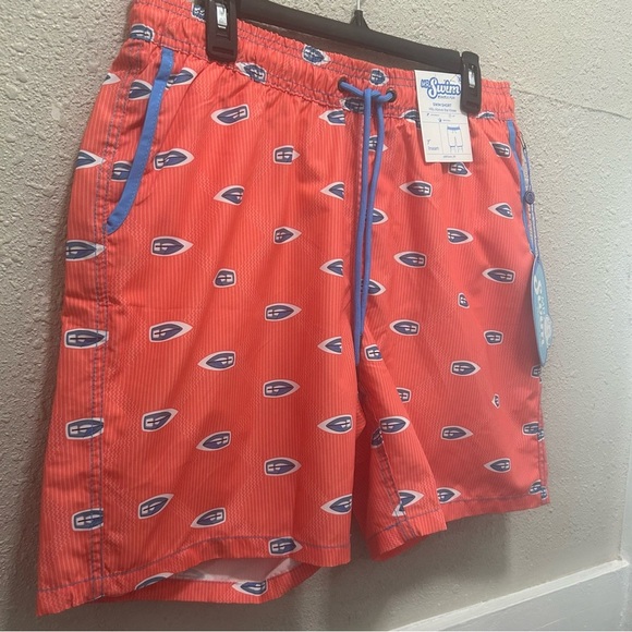 Mr.Swim 7" Men's Swim Trunks in Riding Sailboat Neon Orange NWT XL - Picture 2 of 6